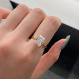 Dazzling Radiant Cut 8X10mm 4ct VVS D Color Moissanite Diamond Silver Ring Promise Engagement Fine Jewellery - The Jewellery Supermarket