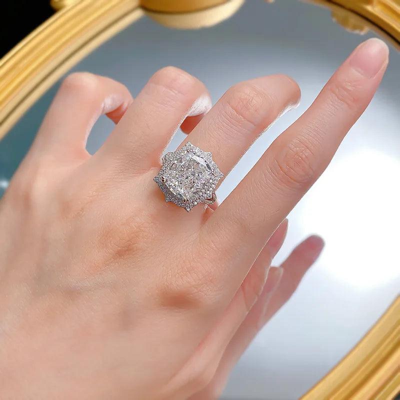 New Luxury Big White High Quality AAAAA High Carbon Diamonds  Crown Ring For Women - 925 Sterling Silver Fine Jewellery - The Jewellery Supermarket