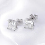 Excellent Princess Cut 0.4-5CT VVS Moissanite Diamonds Stud Earrings for Women 925 Sterling Silver Fine Jewellery