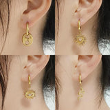New Stainless Steel Earring Geometric Round Snake Sun Gold Color Circle Hoop Pendant Earrings For Women and Girls - The Jewellery Supermarket