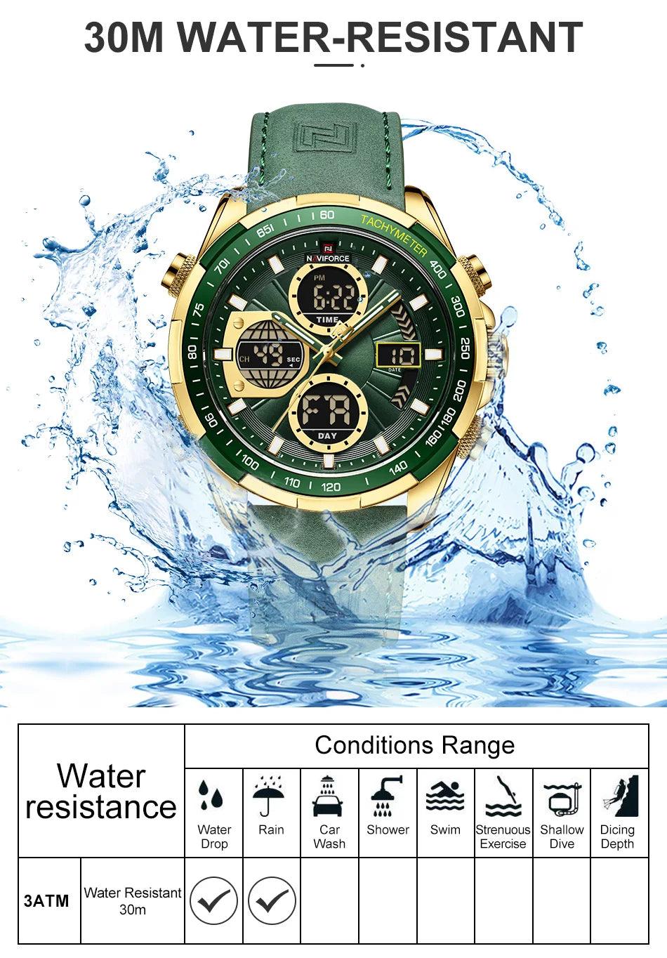 Popular Brand Military Style Sport Waterproof Watches for Men - Quartz Leather Strap Chronograph Wristwatches - The Jewellery Supermarket