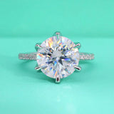 Sparkling 5 Carat Six Claw Real Moissanite Diamond Solitaire Ring for Women - Silver Lab Diamond Fine Jewellery