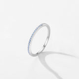 Genuine 925 Sterling Silver Delicate Blue AAAA Simulated Diamonds Stackable Ring - Fine Fashion Jewellery - The Jewellery Supermarket