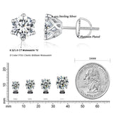 Solitaire Design 6 Prongs D Colour 14KGP Moissanite Diamonds Stud Earrings Sterling Silver Fine Jewellery for Women - The Jewellery Supermarket