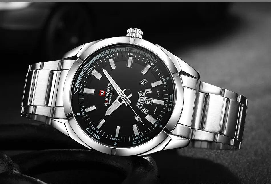 New Top Brand Men Quartz Watches - Full Steel Waterproof Casual Date Sport Military Wrist Watches - The Jewellery Supermarket