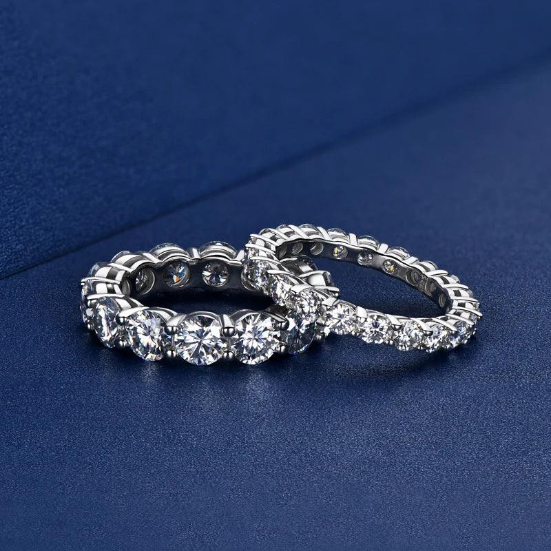 Luxury 3mm 0.1CT 5mm 0.5CT Moissanite Diamonds Eternity Rings - Silver Wedding Engagement Fine Jewellery - The Jewellery Supermarket