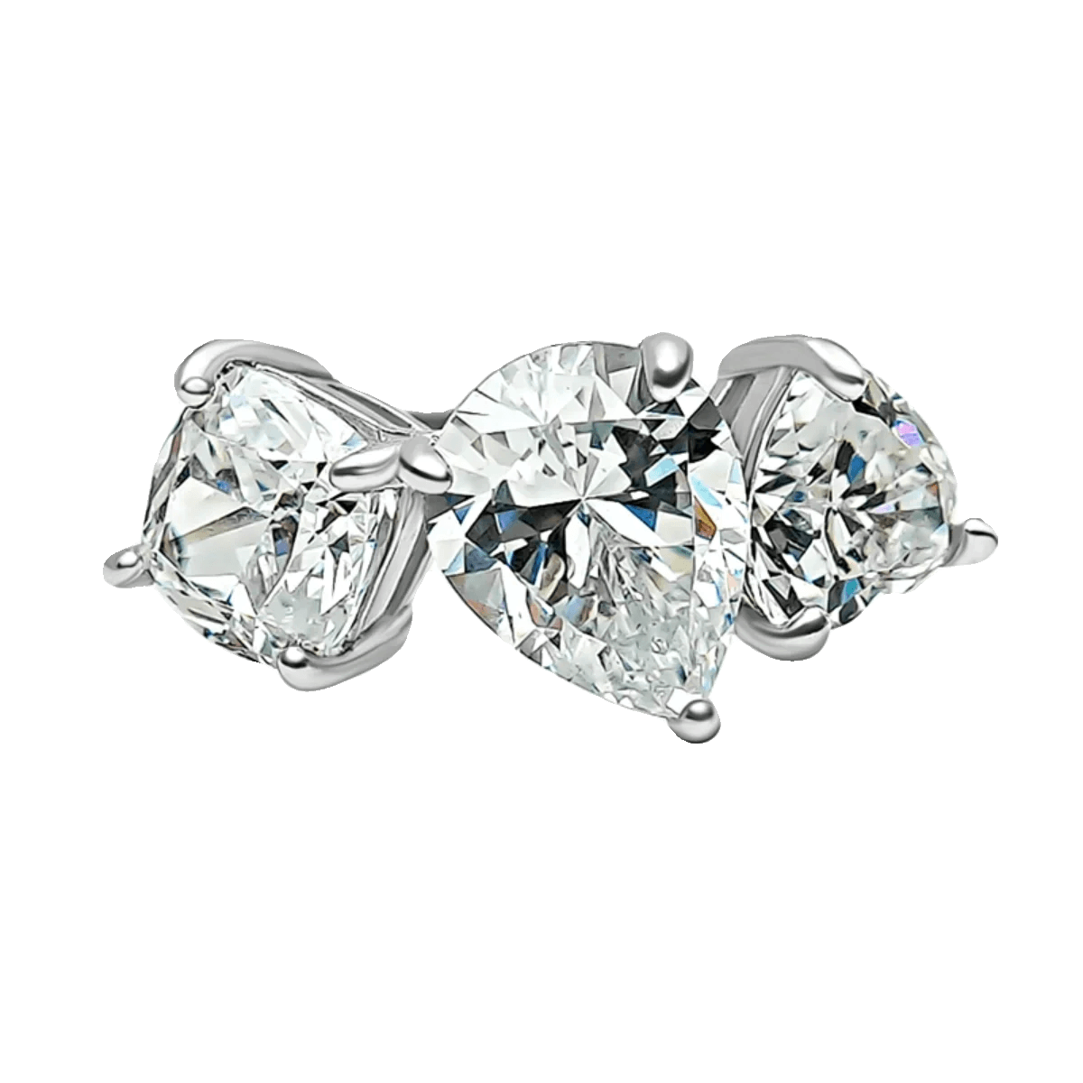 Unique Design Versatile Light Luxury Silver Three Stone AAAAA High Carbon White Diamond Big Ring Luxury Jewellery - The Jewellery Supermarket