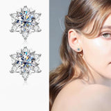 New Classic 6-claw Snowflake Design Moissanite Earrings for Women, Fashionable S925 Silver Fine Jewellery - The Jewellery Supermarket