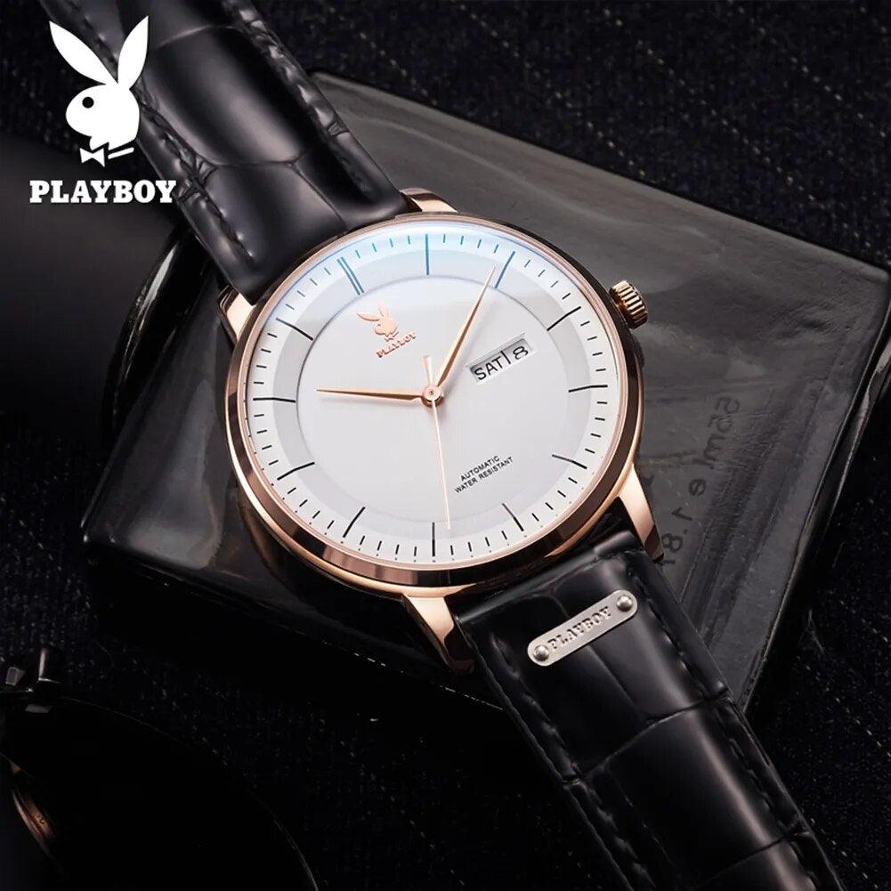 Famous Brand Fashion Leather Strap Waterproof Luxury Brand Automatic Mechanical Business Watch for Men - The Jewellery Supermarket