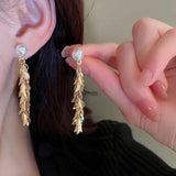Fashion Statement Long Gold Plated Bling Tassel Earrings For Women and Girls - Stainless Steel Daily Fashion Jewellery - The Jewellery Supermarket