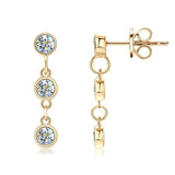 Charming 18KGP Moissanite Diamonds Long Chain Link Hanging Earrings Silver Drop Earrings for Women Fine Jewellery