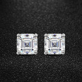 Excellent Asscher Princess Cut 1CT Square Shape Moissanite Diamonds Stud Earrings for Women/Men - Fine Jewellery - The Jewellery Supermarket