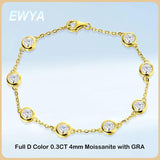 Sparkling D Colour Full 4mm 0.3CT Moissanite Diamonds Tennis Bracelets For Women - Silver Hand Link Bracelets