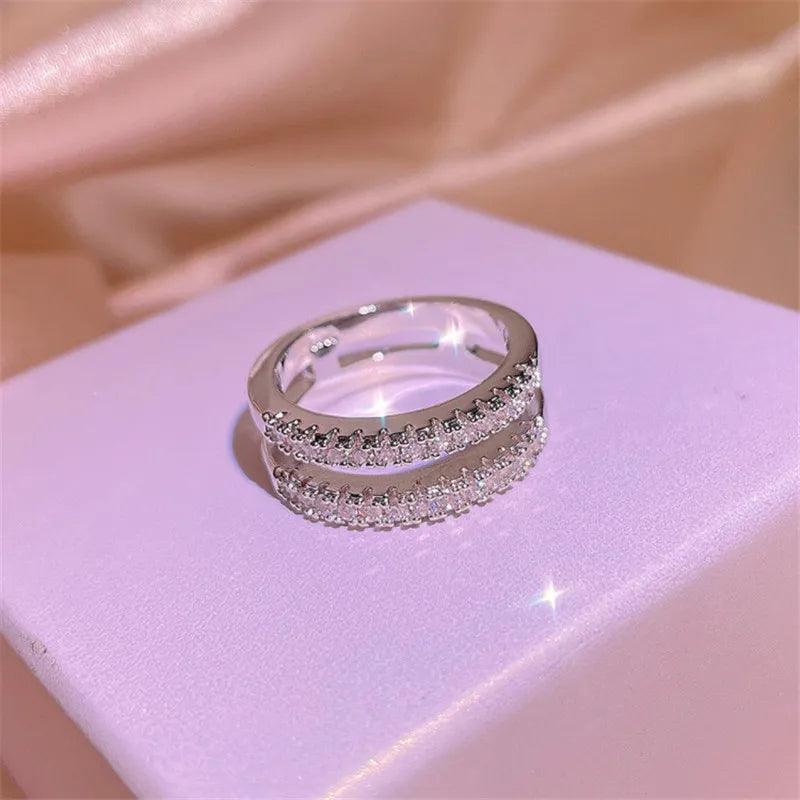 Adorable D Color VVS1 Vintage Double Row Moissanite Diamonds Eternity  Rings For Women - Silver Fine Jewellery - The Jewellery Supermarket