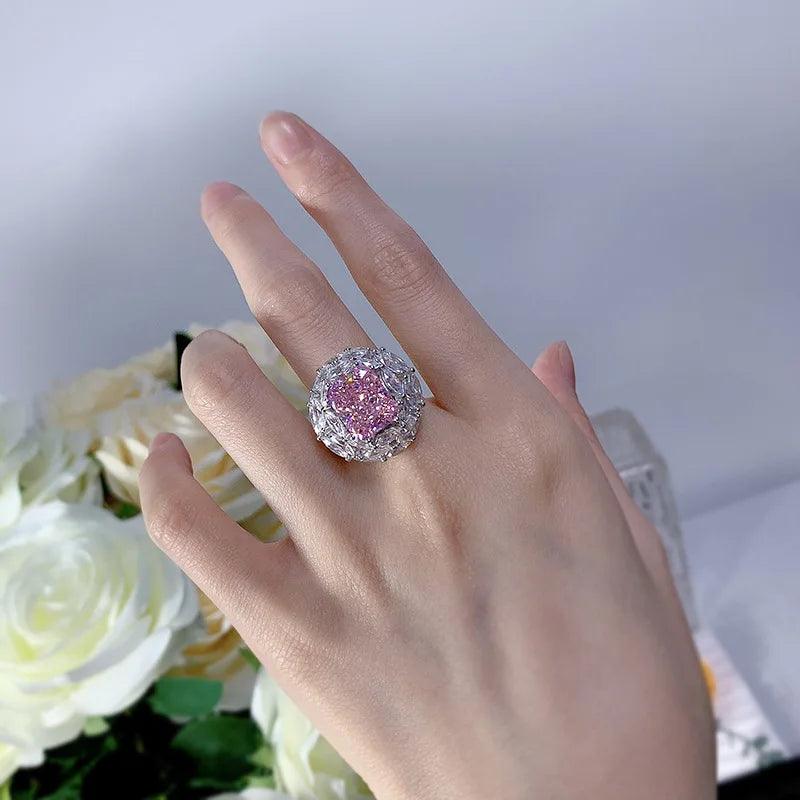 Luxury Cherry Pink 10 * 12  High Quality AAAAA High Carbon Diamonds Women's Ring - Fashion Style Fine Jewellery - The Jewellery Supermarket