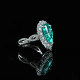 Luxury New 5ct Pear Cut AAAAA Paraiba Tourmaline High Quality High Carbon Diamonds Silver Rings - Fine Jewellery - The Jewellery Supermarket