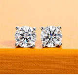 Splendid D Colour VVS1 0.5ct 1ct 2ct Moissanite Diamonds Screw Back Four Claws Earrings Silver Fine Jewellery - The Jewellery Supermarket