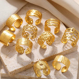 New In Stainless Steel Wide Rings for Women Girl - 18K Gold Colour Trendy Jewellery Gifts - The Jewellery Supermarket