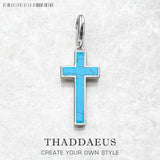 New Arrival Blue Cross Charm Pendant Christian 925 Sterling Silver Jewellery For Women - Ideal Gift
