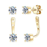Front Back Double Sided 5MM Moissanite Diamonds Stud Earring For Women - 2 in 1 Pierced Earrings Fine Jewellery