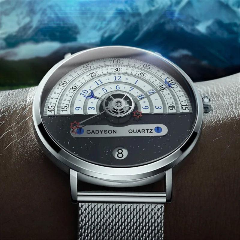 New Arrival Unusual Creativity Fashion Hipster Watches - Casual Silver Mesh Band Quartz Wristwatches for Men - The Jewellery Supermarket