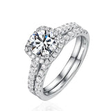 Superb 1ct Moissanite Diamonds White Gold Plated Rings Sets - S925 Silver Bridal Wedding Engagement Fine Jewellery - The Jewellery Supermarket