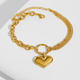 Stainless Steel Charm Bracelets - Romantic Heart Pendant Baroque Style Chain Bracelets Fashion Jewellery - The Jewellery Supermarket