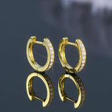 Stunning 14K WGP Round Hoops D Colour 1.3mm Moissanite Diamond Huggie Earrings - Silver Trendy Jewellery - The Jewellery Supermarket