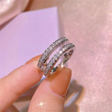 Adorable D Color VVS1 Vintage Double Row Moissanite Diamonds Eternity  Rings For Women - Silver Fine Jewellery - The Jewellery Supermarket