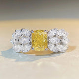 Luxury Feather Design Yellow, White, Blue Radiant Cut 2 Carat High Quality AAAAA High Carbon Diamond Fine Rings - The Jewellery Supermarket