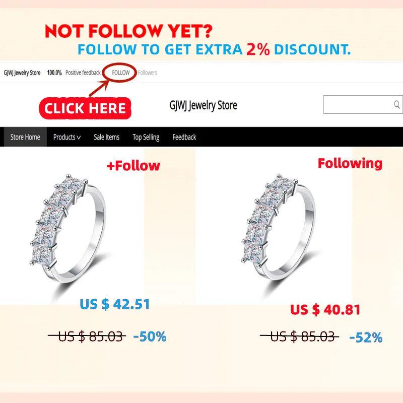 Princess Cut Total 2CT VVS1 Silver Ring PT950 Plated Engagement Wedding Moissanite Diamond Eternity Rings - The Jewellery Supermarket