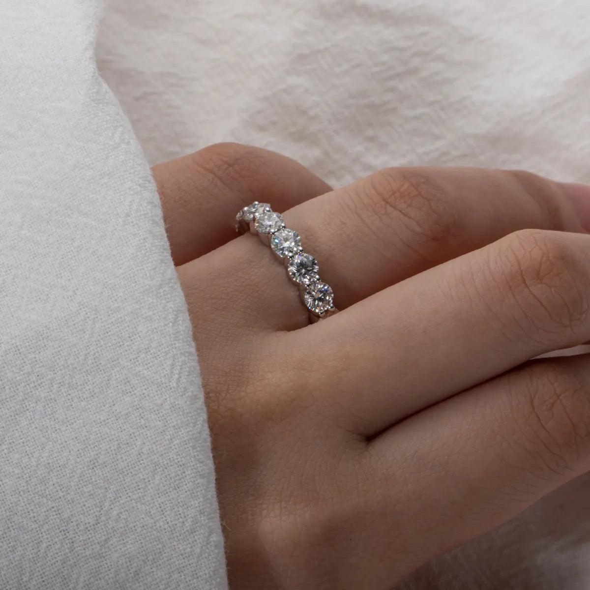 Splendid Color VVS1 Moissanite Diamonds Eternity Wedding Engagement Leaf Rings - Sterling Silver Fine Jewellery - The Jewellery Supermarket