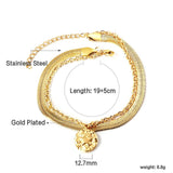 Fashion Star Heart Charm Layered Bracelets For Women -  Stainless Steel Paperclip Cuban Link Chain Jewellery - The Jewellery Supermarket