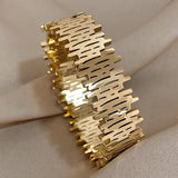 New Design Chunky Gold Colour Charm Irregular Wide Stainless Steel Fashion Bangles Bracelets for Women