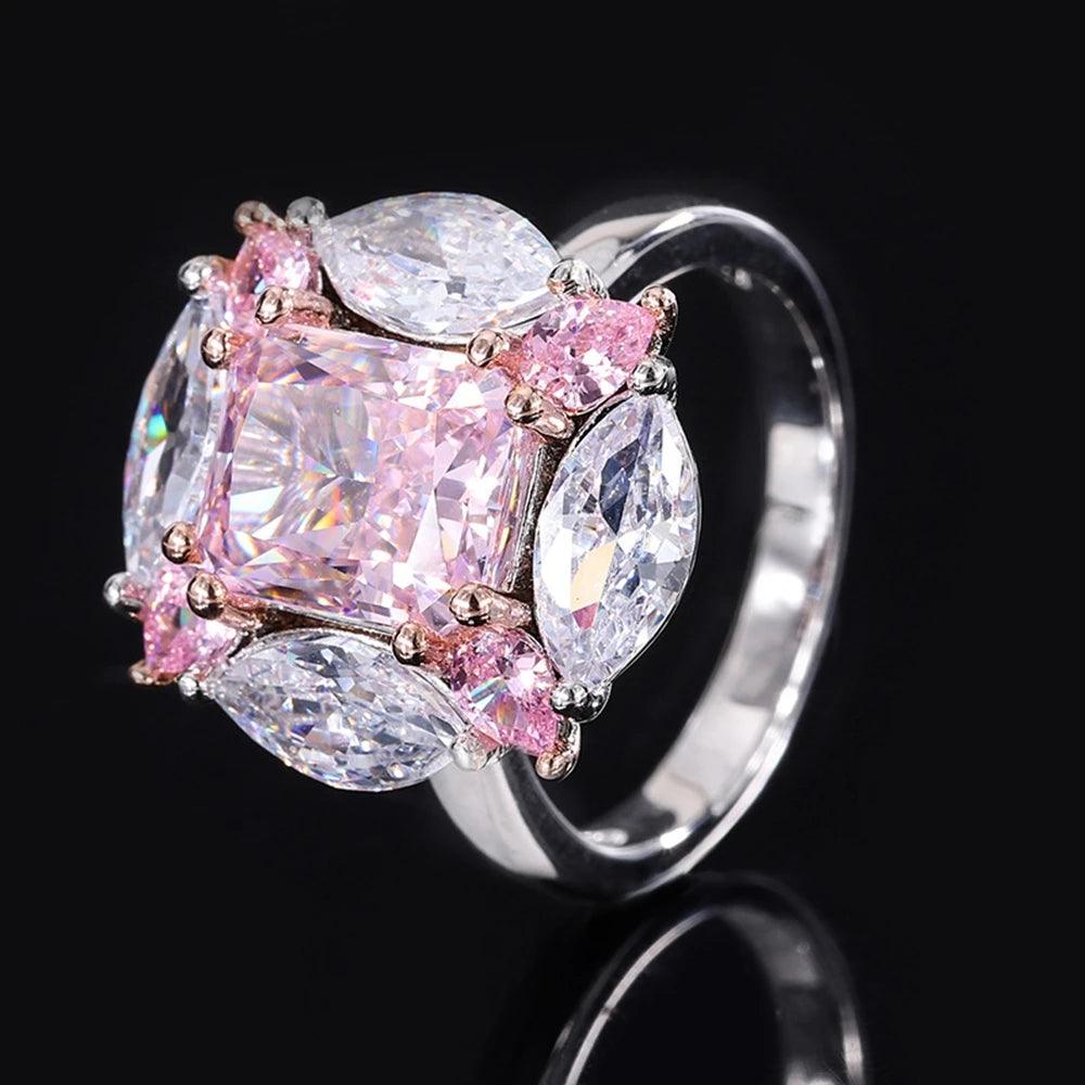 Gorgeous 4CT VVS High Quality AAAAA High Carbon Pink Sapphire Emerald Gemstonesr Fine Rings for Women - The Jewellery Supermarket