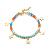 Stainless Steel Mixed Color Beaded Charm Bracelets Bangles for Women - Gold Colour Star Pendants Jewellery - The Jewellery Supermarket