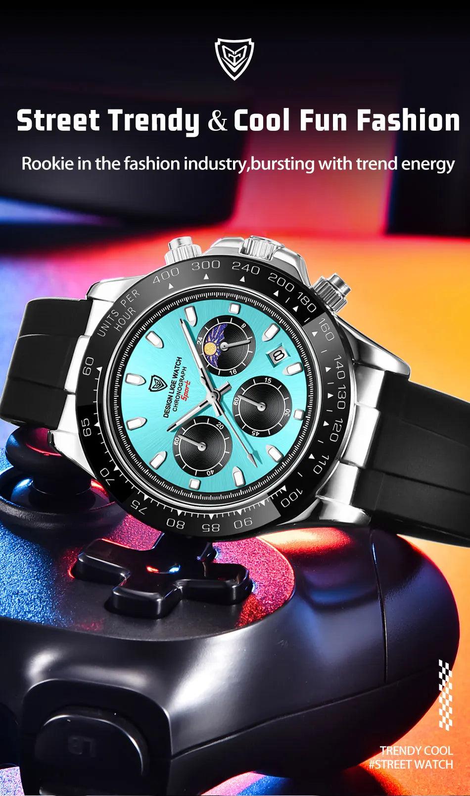 New Top Brand Luxury Quartz Waterproof Luminous Auto Date Chronograph Sport Business Watches for Men - The Jewellery Supermarket