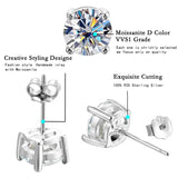 Top Quality 2 Carat 8.0mm D Colour Moissanite Stud Earrings 925 Sterling Silver Sparkling Fine Jewellery For Women/Men - The Jewellery Supermarket