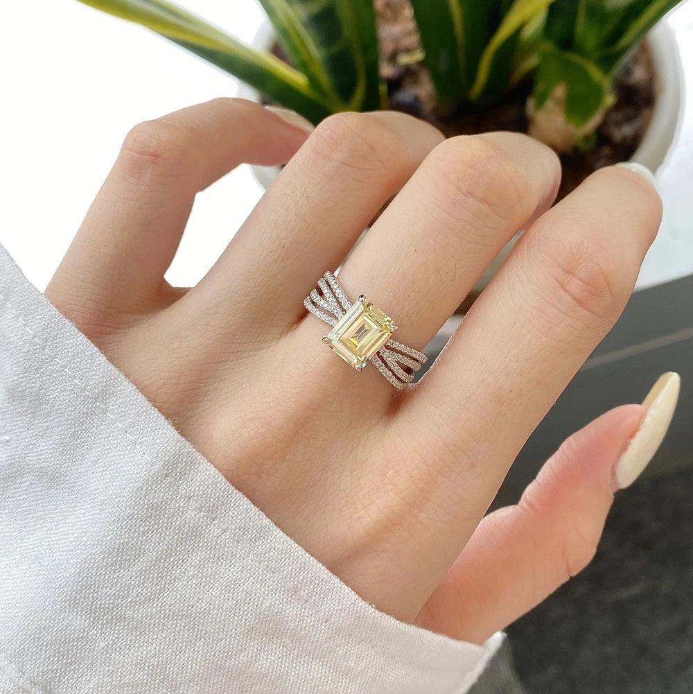 Superb Yellow and White Sapphire Gemstone Silver AAAAA High Carbon Diamond Big Rings -  Fine Jewellery - The Jewellery Supermarket