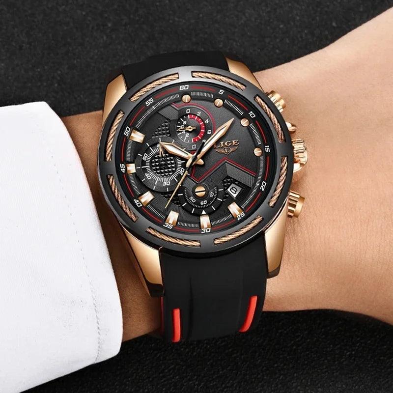 Top Luxury Brand Fashion Silicone Strap Date Casual Sports Waterproof Chronograph Quartz Watches for Men - The Jewellery Supermarket