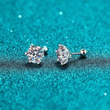 Splendid 8mm 2 Carat Moissanite Diamonds Stud Screw Thread Earrings For Women - 925 Sterling Silver Fine Jewellery - The Jewellery Supermarket