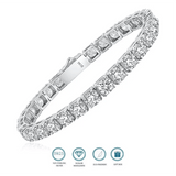 Dazzling Platinum Plated 3-5mm Genuine Moissanite Diamonds Tennis Bracelet - Silver Engagement Wedding Jewellery - The Jewellery Supermarket
