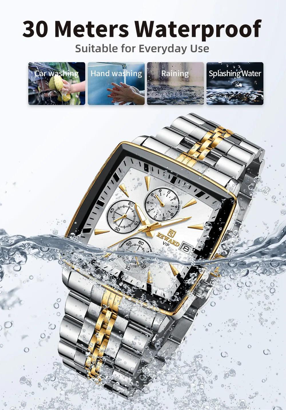 New Top Brand Stainless Steel Quartz Watch for Men - Fashion Waterproof Luminous Chronograph Date Sport Timepiece - The Jewellery Supermarket