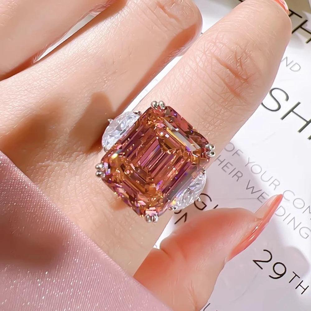 Fine JewelleryPadparadscha High Quality AAAAA High Carbon Zircon Diamonds Rings for Women -  Fashion Gift - The Jewellery Supermarket