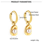 New Imitation Pearls Drop Hoop Earrings for Women Girls -  Stainless Steel Irregular Oval Shape Fashion Gifts - The Jewellery Supermarket