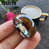 Nice Whisky Wood 8MM Domed Polished Finish Tungsten Comfort Fit Wedding Rings for Men and Women - The Jewellery Supermarket