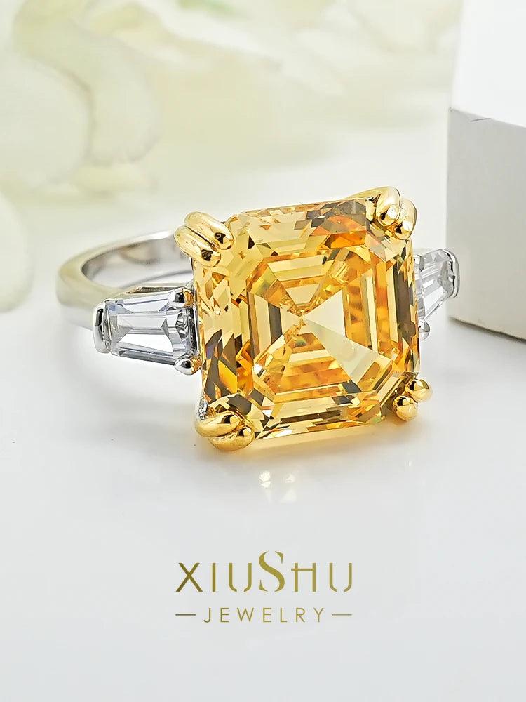 New Elegant Silver Fashionable Asscher Cut Pagoda AAAAA High Carbon Diamond Big Rings - Luxury Jewellery - The Jewellery Supermarket