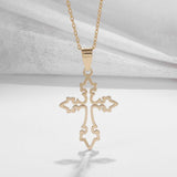 Gold Colour Fashion Cross Rosary Pendant Necklace - Jesus Bead Cross Religious Necklace Faith Amulet Jewellery - The Jewellery Supermarket
