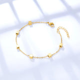 Simple Rectangle Charm Bracelet For Women - Stainless Steel Rolo Chain New Fashion Lovely Jewellery