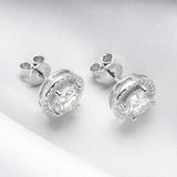 Sparkling Pt950 Plated Four Claw D Color 5mm 6.5mm 8mm Full Moissanite Diamonds Stud Earrings Silver Fine Jewellery - The Jewellery Supermarket